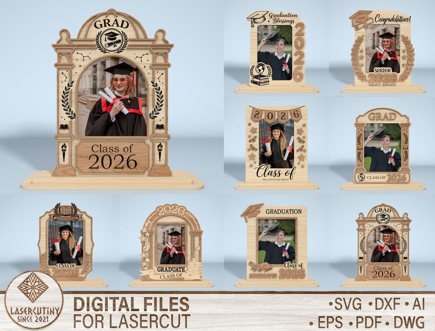 Graduation Photo Frame SVG Bundle Laser Cut File for LightBurn and xTool