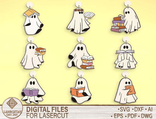 Halloween Ghost Ornament SVG Bundle 9 Designs for Glowforge xTool LightBurn