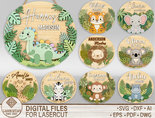 Personalized Safari Nursery Sign SVG for xTool and Glowforge