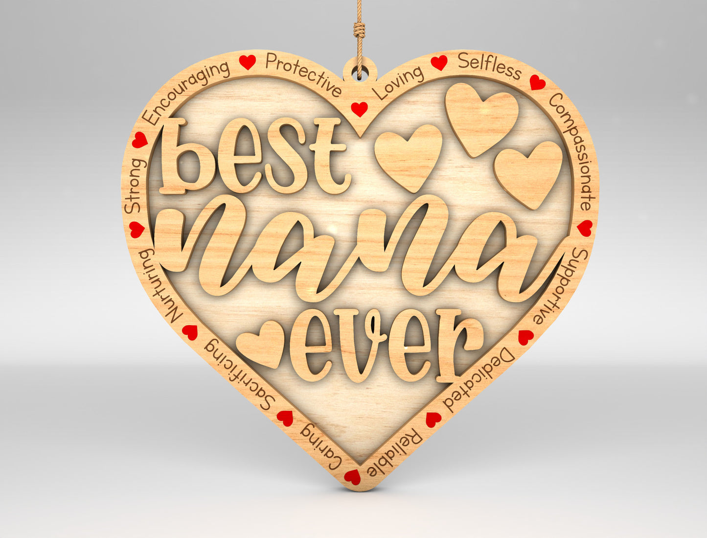 Best Nana Ever Heart Ornament SVG for LightBurn and xTool