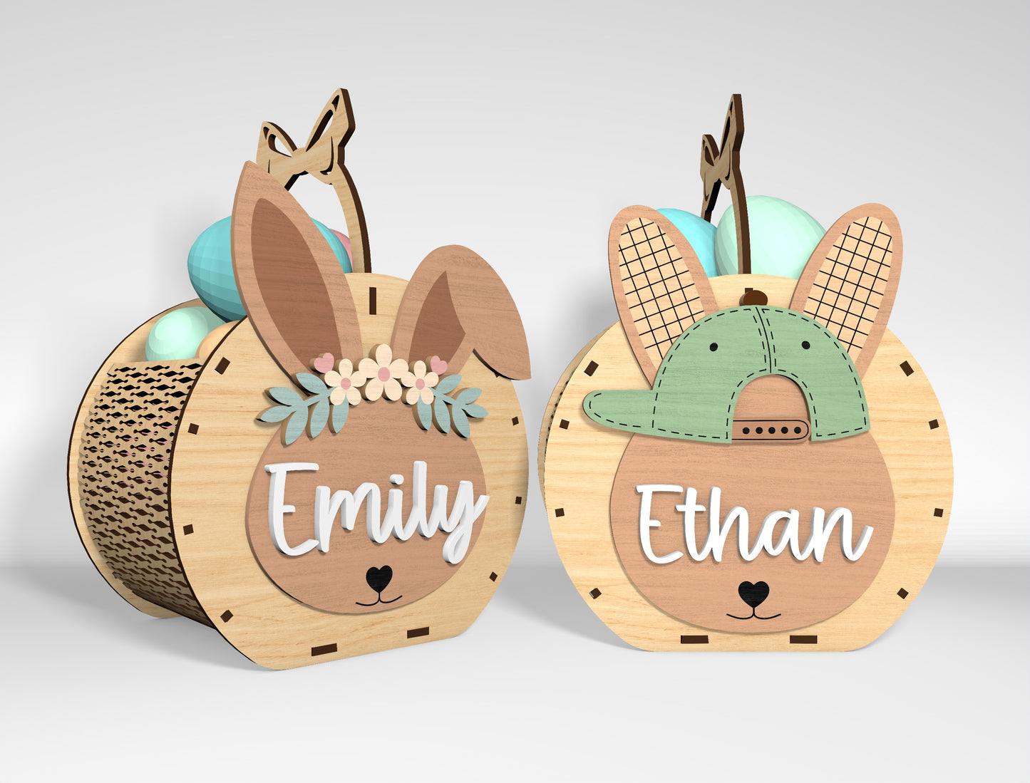 Personalized Easter Bunny Basket SVG 12 Designs for Glowforge and xTool