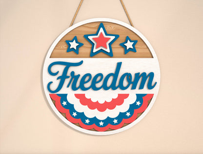 Freedom Patriotic Door Sign SVG for Glowforge and LightBurn