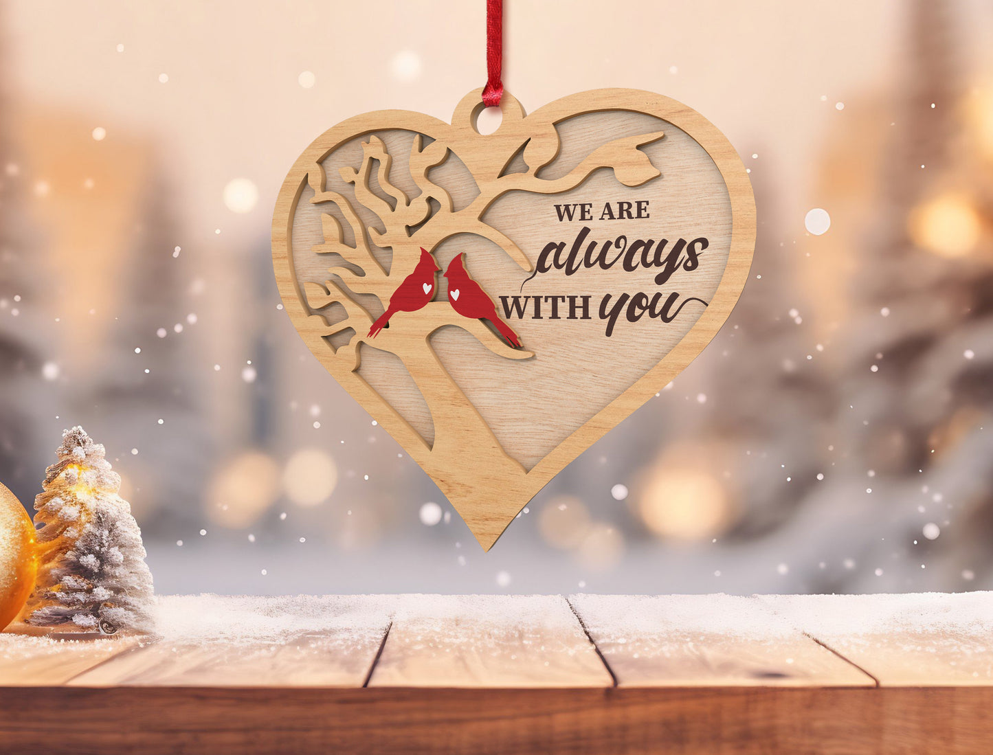 Cardinal Memorial Heart Ornament SVG Bundle Laser Cut File for Glowforge xTool LightBurn