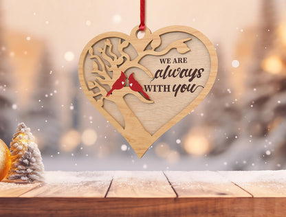 Cardinal Memorial Heart Ornament SVG Bundle Laser Cut File for Glowforge xTool LightBurn