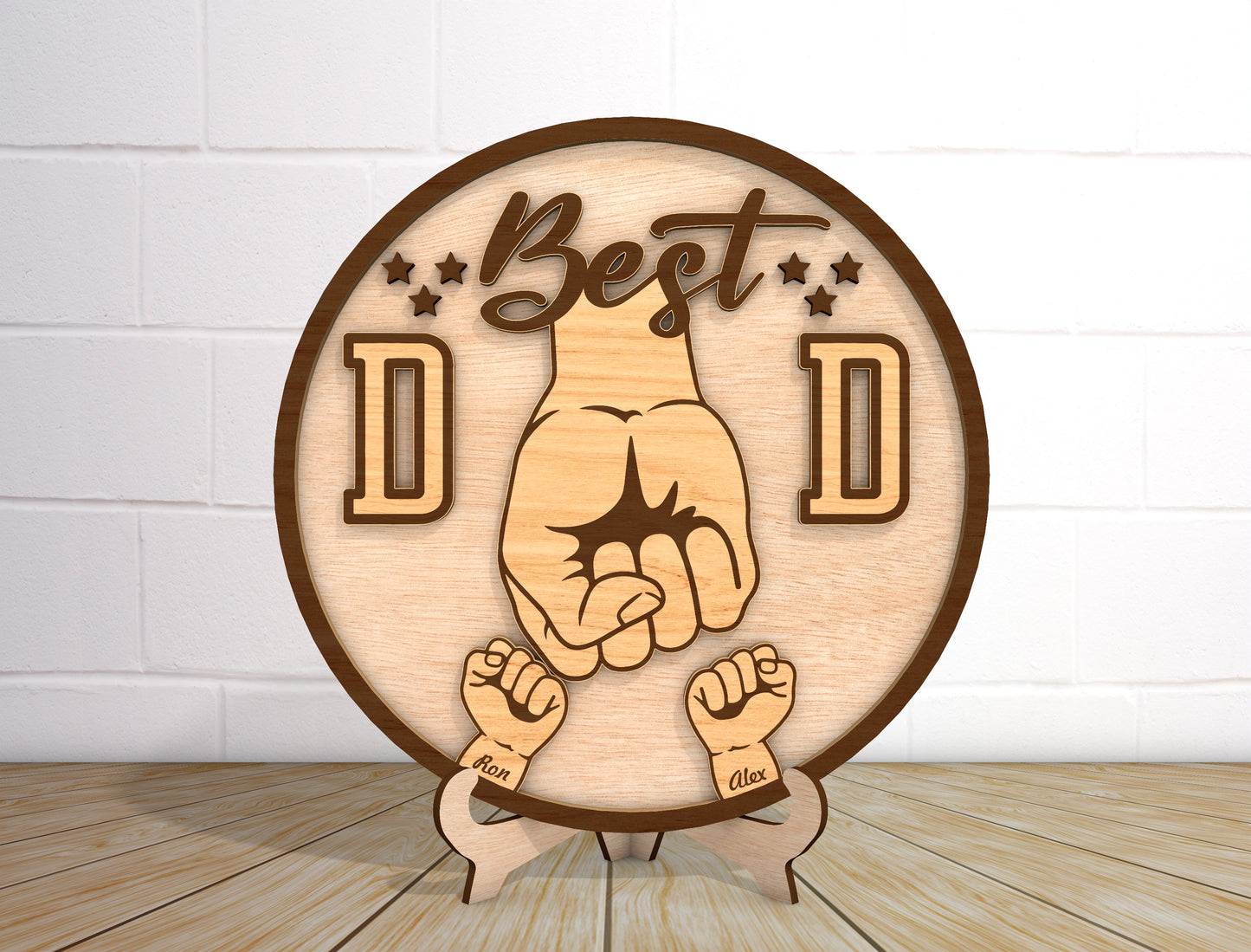 Best Dad Fist Bump Sign SVG Laser Cut File for xTool and LightBurn