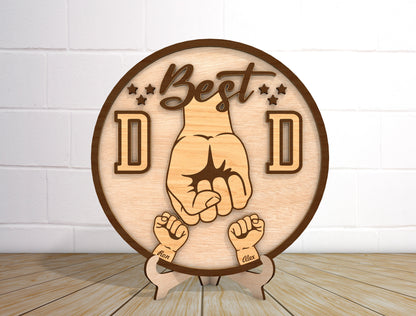 Best Dad Fist Bump Sign SVG Laser Cut File for xTool and LightBurn