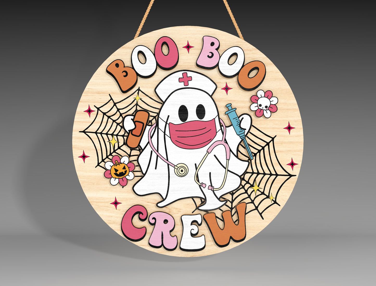 Halloween Cow Ghost Round Sign SVG Bundle 3 Designs for xTool LightBurn