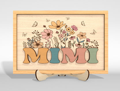 Personalized Mom Grandma Nana Floral Frame Sign SVG for Glowforge and LightBurn