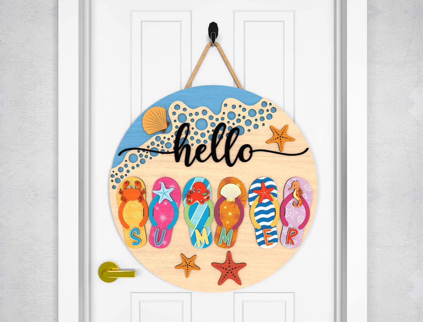 Hello Beach Flip Flop Door Sign SVG for Glowforge