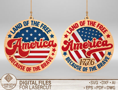 Land of the Free America Ornament SVG for Glowforge and xTool
