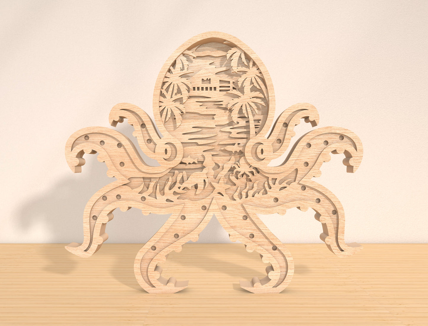 Multilayer Octopus Ocean Scene SVG for Glowforge and LightBurn
