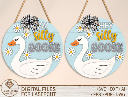 “Silly Goose” Summer Door Sign SVG Bundle for Glowforge and xTool