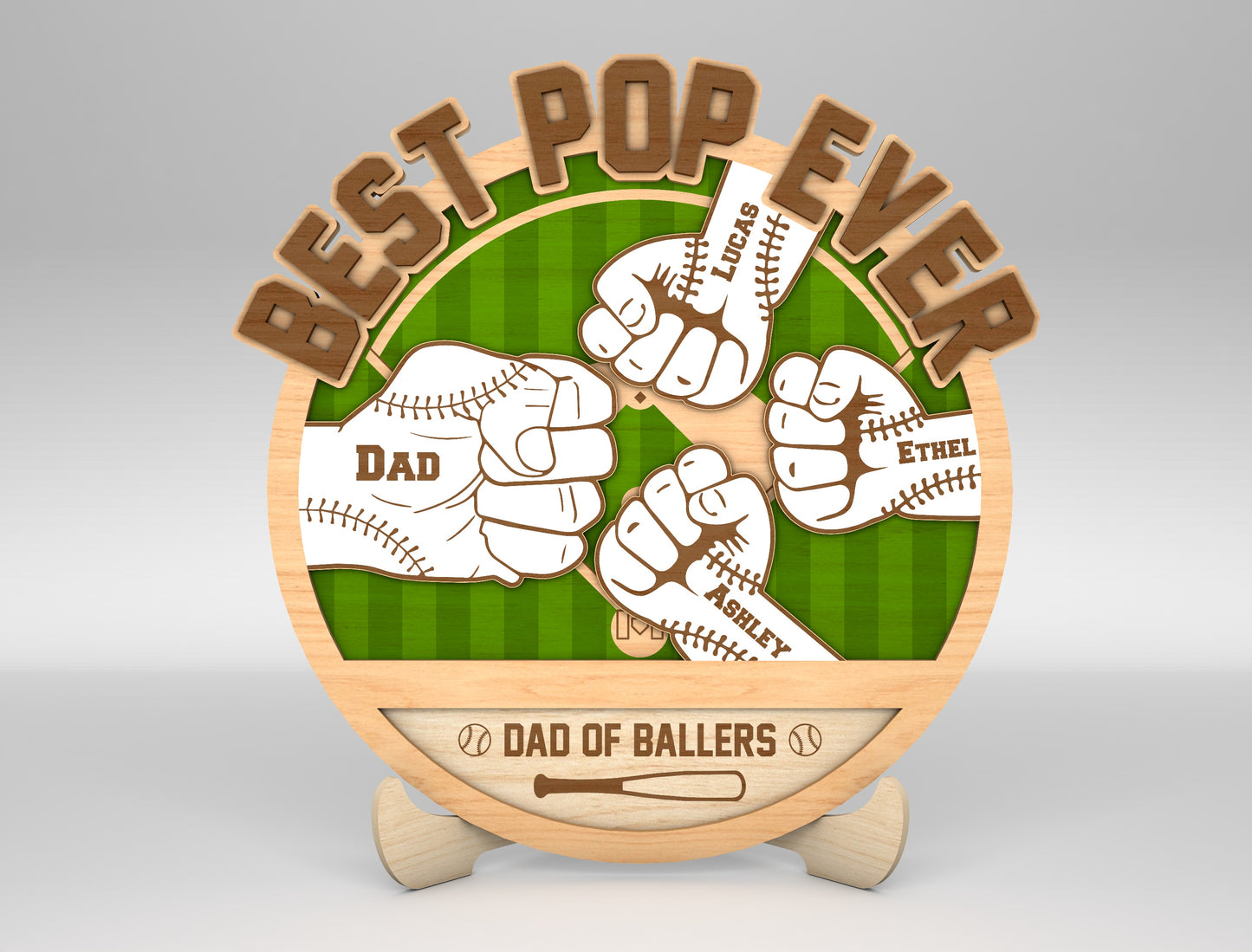 Best Dad Hands Fist Bump Sign SVG Laser Cut File for LightBurn and xTool
