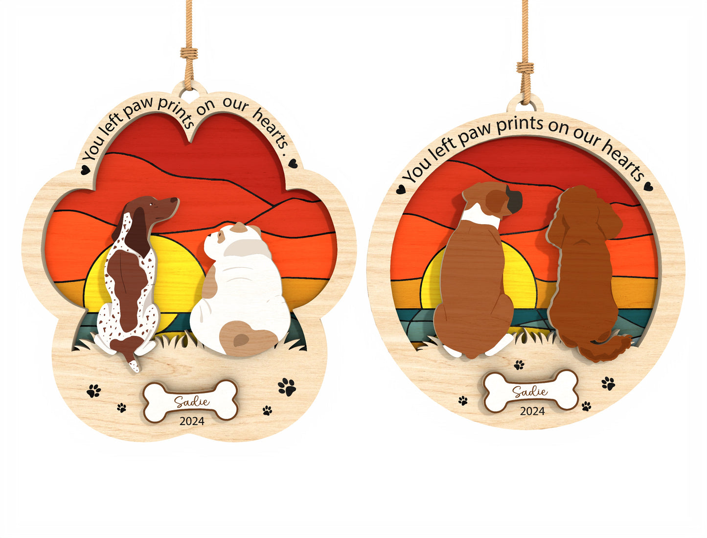 Dog Memorial Ornament SVG Bundle Multilayer Pet Laser Cut File for Glowforge, xTool, or LightBurn
