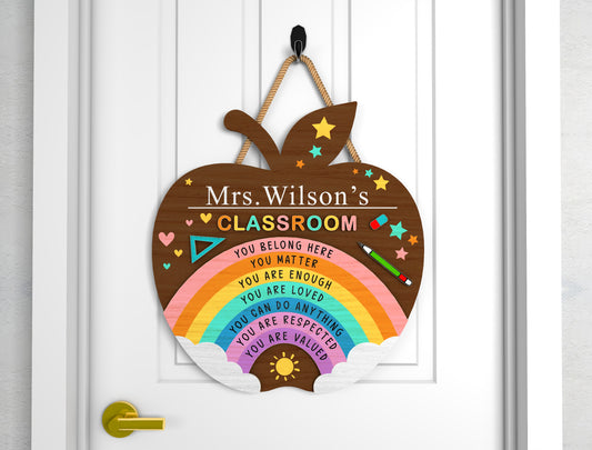 Personalized Teacher Door Hanger SVG for Glowforge and xTool