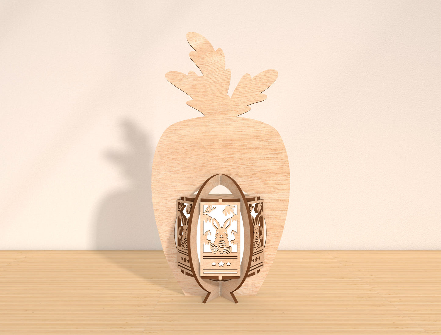 Carrot Lantern SVG Easter Wooden Bunny Theme Light Box for LightBurn and xTool