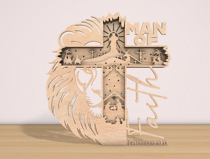 Man of God Son of Man Multilayer Cross SVG Bundle for Glowforge and xTool