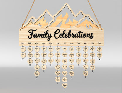 Personalized Family Name Sign SVG Hanging Heart Wall Decor Laser Cut File for LightBurn and xTool