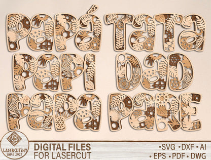 Dad Word Art Multilayer Typography SVG Bundle Laser Cut File for xTool and Glowforge