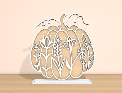 Floral Pumpkin & Gourd SVG Bundle Laser Cut File | Fall Tabletop Decor | Elegant Botanical Style | Glowforge, xTool, LightBurn, etc.