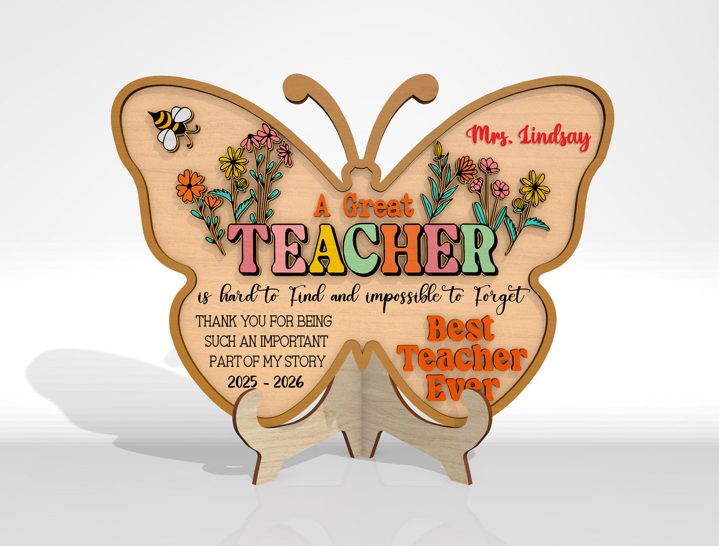 Personalized Teacher Appreciation Plaque SVG Bundle Laser Cut File for Glowforge and xTool