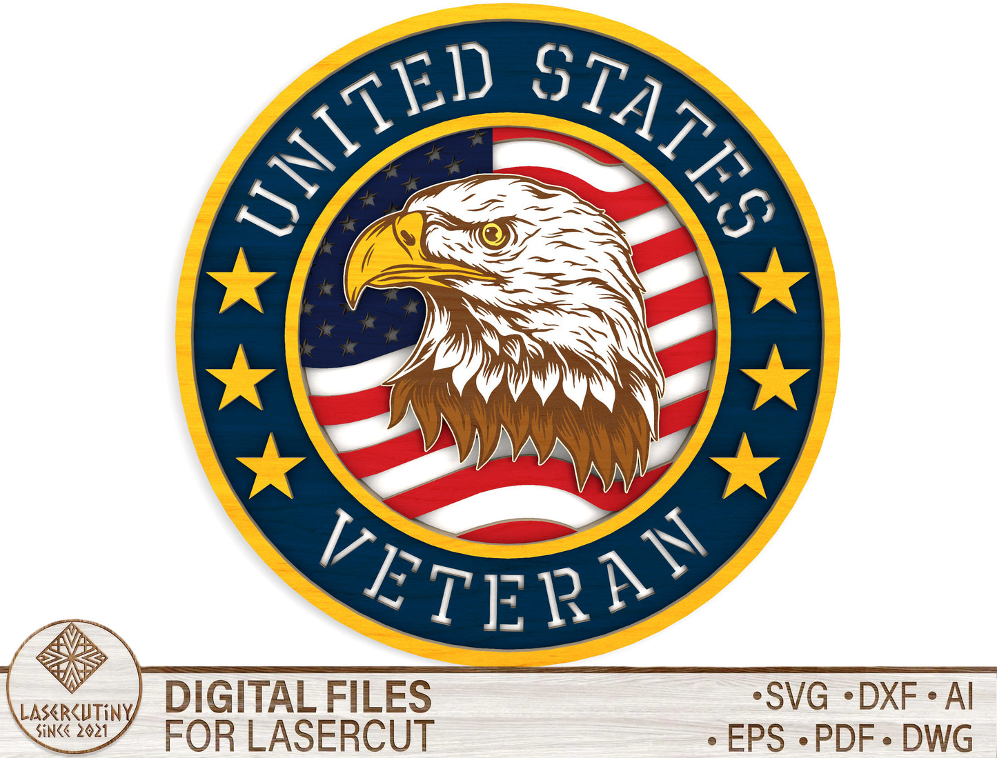 United States Veteran Eagle Sign SVG for Glowforge and LightBurn