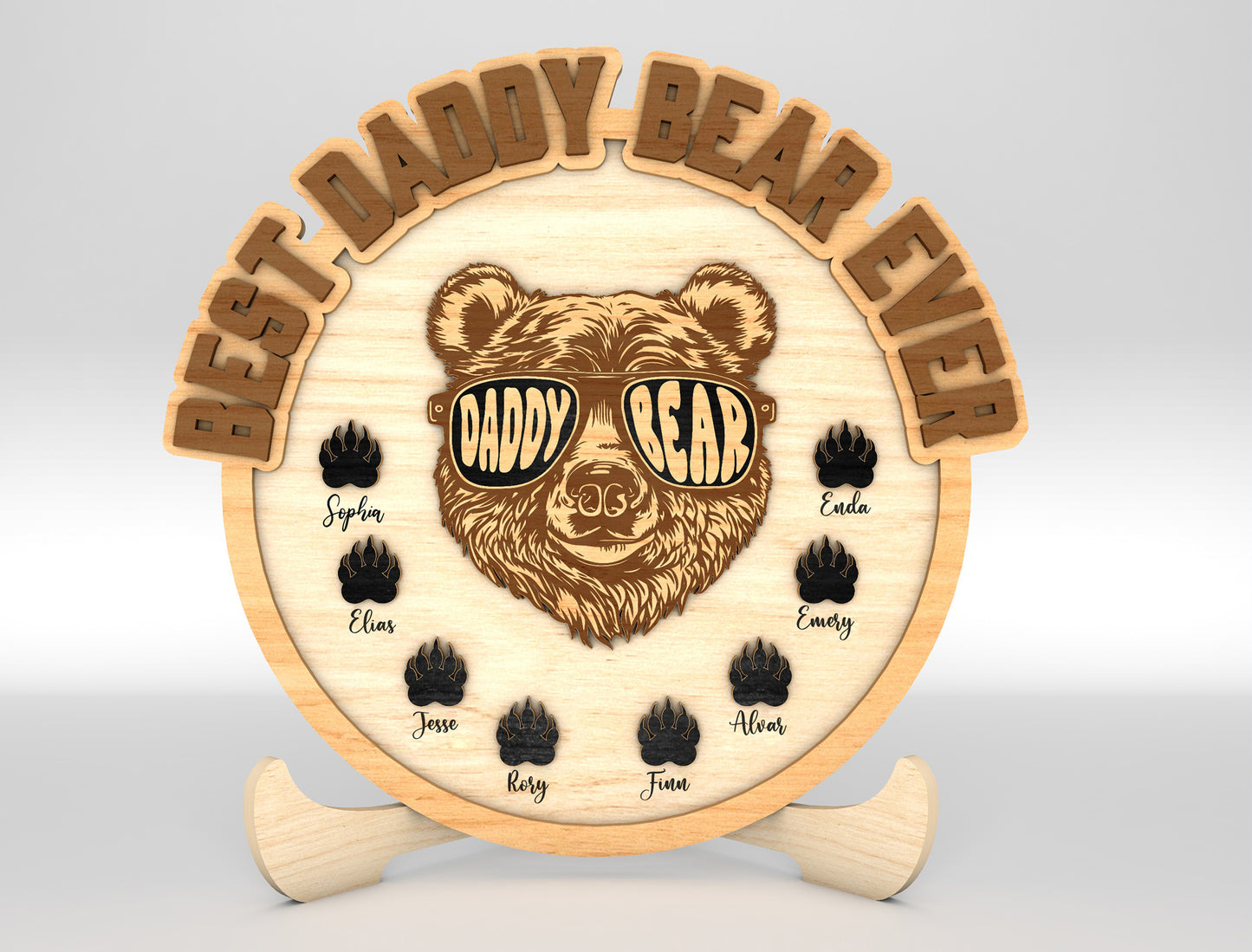 Personalized Daddy Bear Ever SVG Laser Cut File for Glowforge and xTool