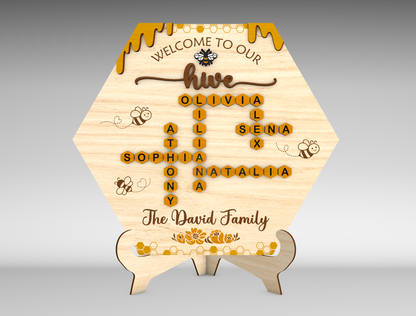 Personalized Bee Family Hive Sign SVG for LightBurn and xTool