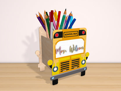 School Bus Pen Holder SVG Bundle Laser Cut File for Glowforge and xTool