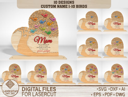 Bird Family Name Sign SVG Bundle for Glowforge and xTool