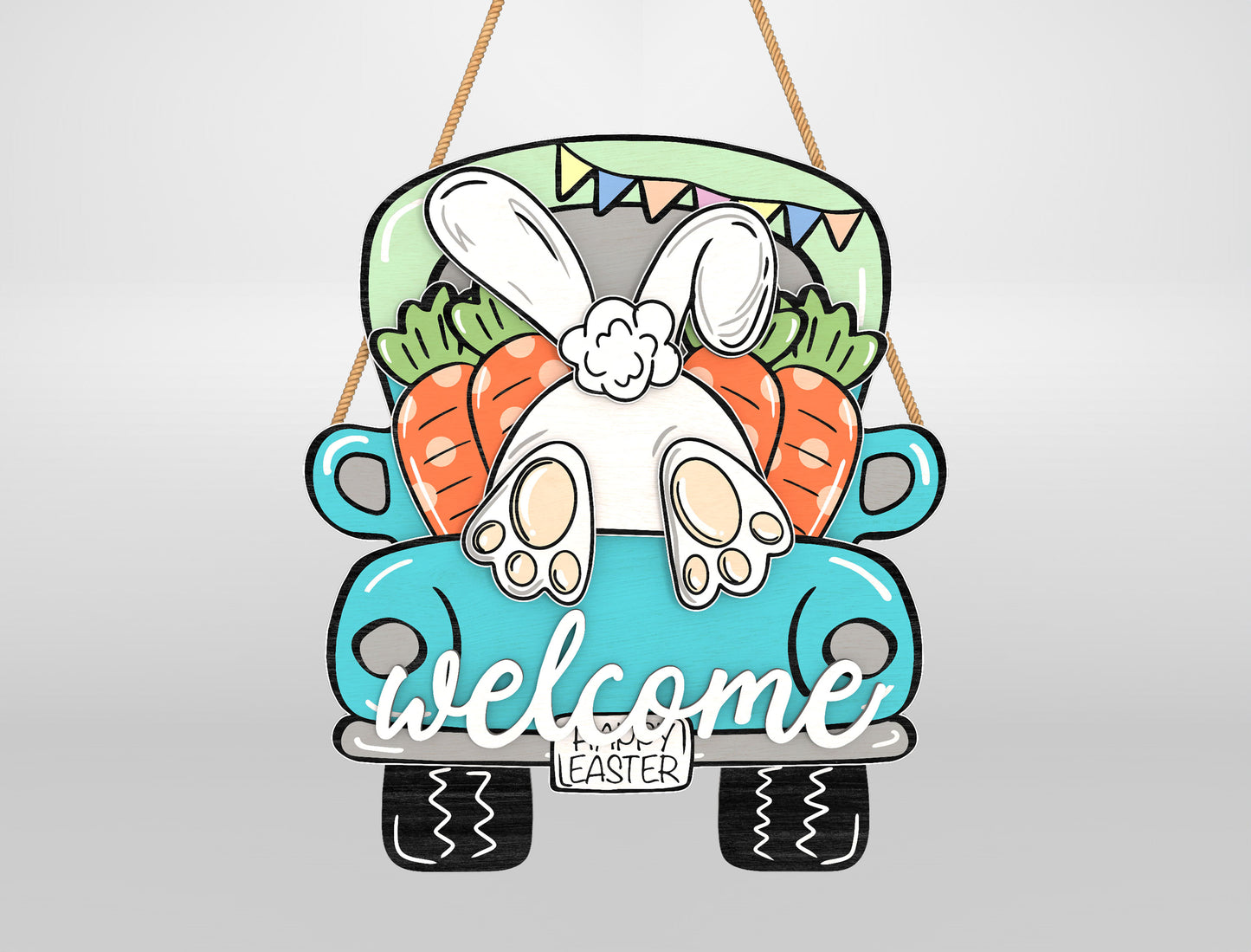 Easter Bunny Truck Door Hanger SVG Bundle Welcome Easter for LightBurn