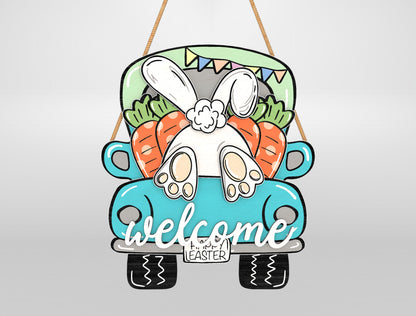Easter Bunny Truck Door Hanger SVG Bundle Welcome Easter for LightBurn
