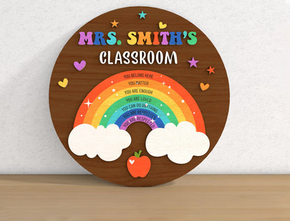 Personalized 3D Teacher Door Sign SVG Bundle Classroom Decor Laser Cut File for xTool