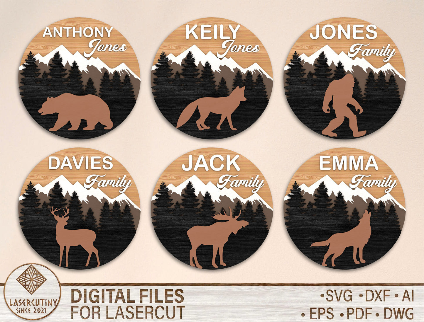 Family Name Sign SVG for Glowforge and xTool Laser Cut File