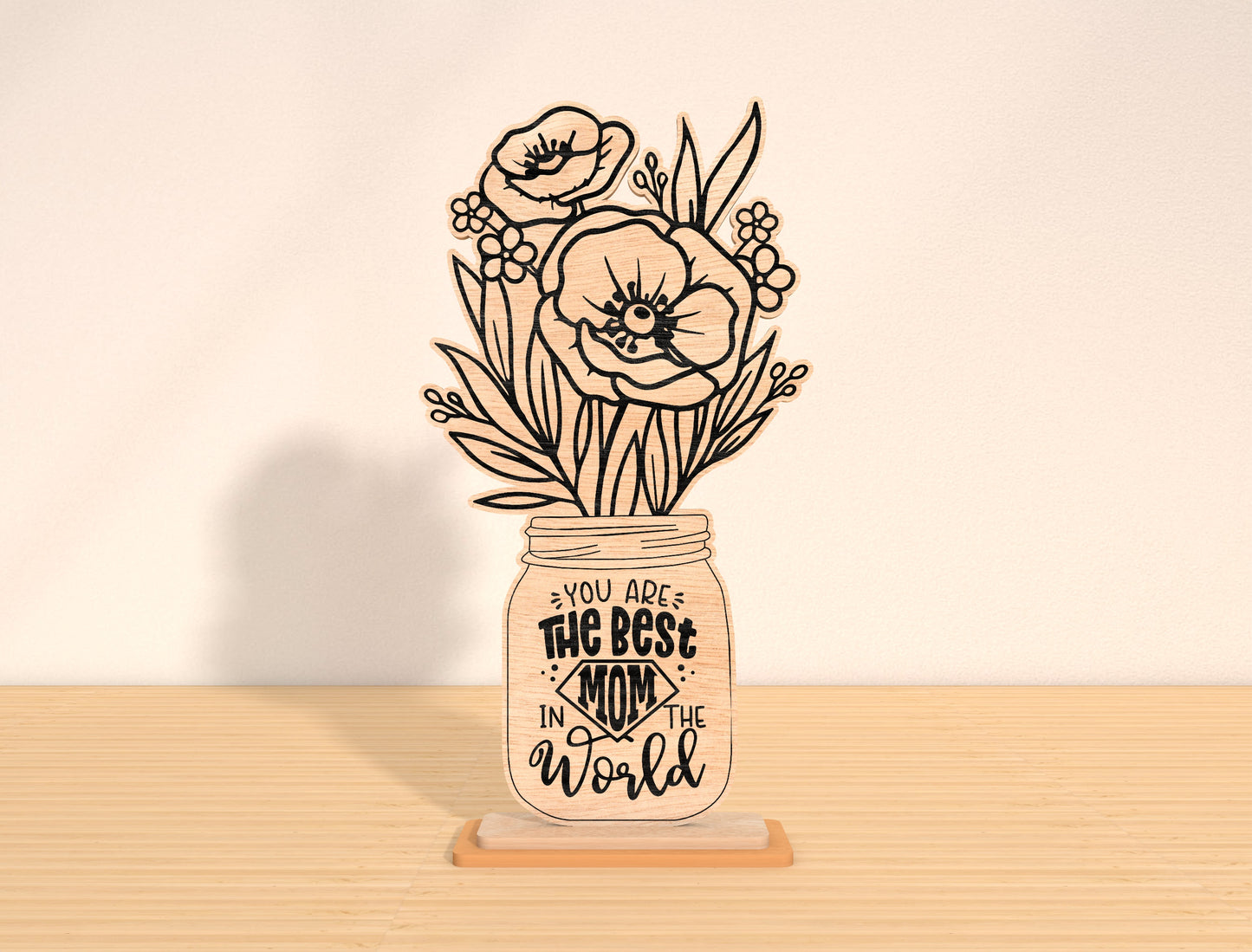 Mom Floral Vase Sign SVG Bundle Mother's Day for Glowforge and xTool