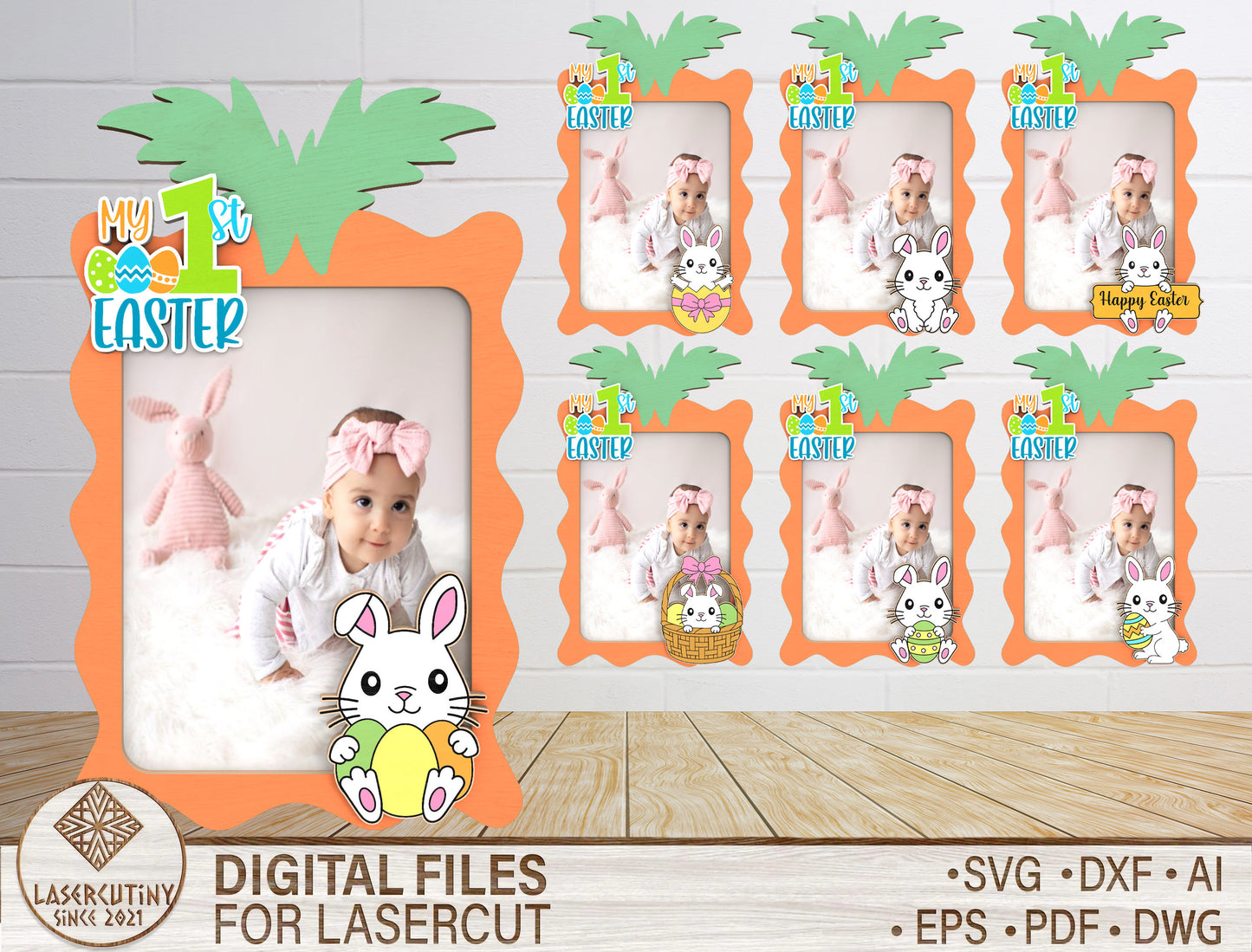 My First Easter Photo Frame SVG Bundle Baby Bunny for LightBurn and xTool