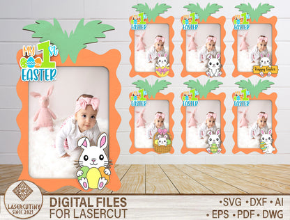 My First Easter Photo Frame SVG Bundle Baby Bunny for LightBurn and xTool