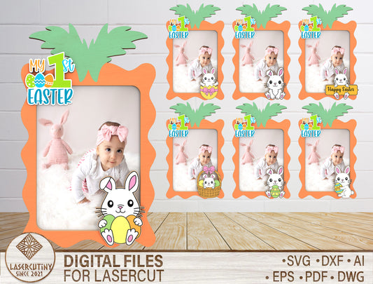 My First Easter Photo Frame SVG Bundle Baby Bunny for LightBurn and xTool