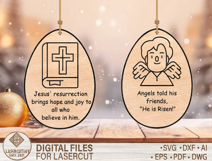 Easter Story Ornament SVG Bundle Christian Egg 12 Designs for LightBurn