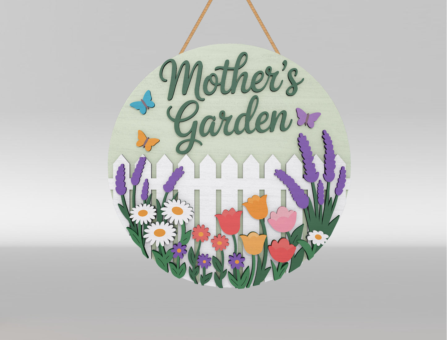 Mother's Garden Floral Welcome Door Sign SVG Bundle for LightBurn