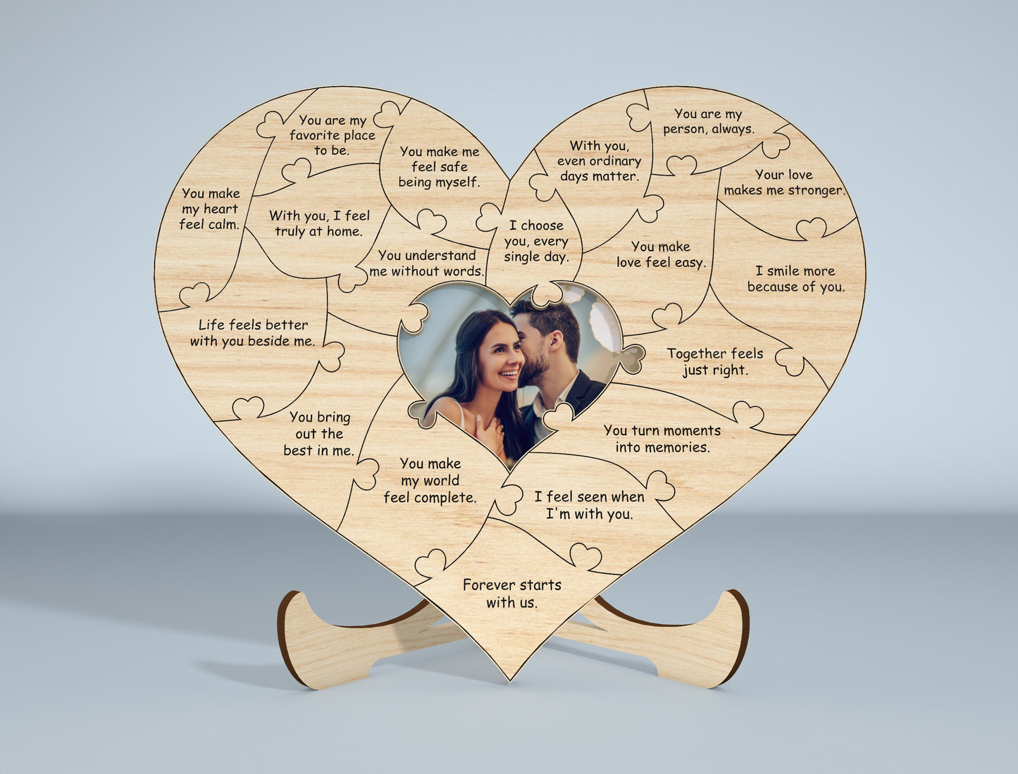 Couple Puzzle Photo Frame Laser Cut File Bundle | Romantic Love Decor | Wooden Keepsake Art | Glowforge, xTool, LightBurn, etc.