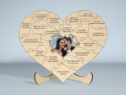 Couple Puzzle Photo Frame Laser Cut File Bundle | Romantic Love Decor | Wooden Keepsake Art | Glowforge, xTool, LightBurn, etc.