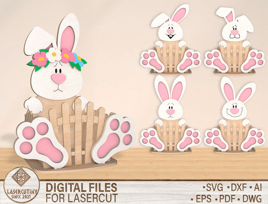 Easter Bunny Basket Holder SVG Bundle Cute Candy for Glowforge and xTool