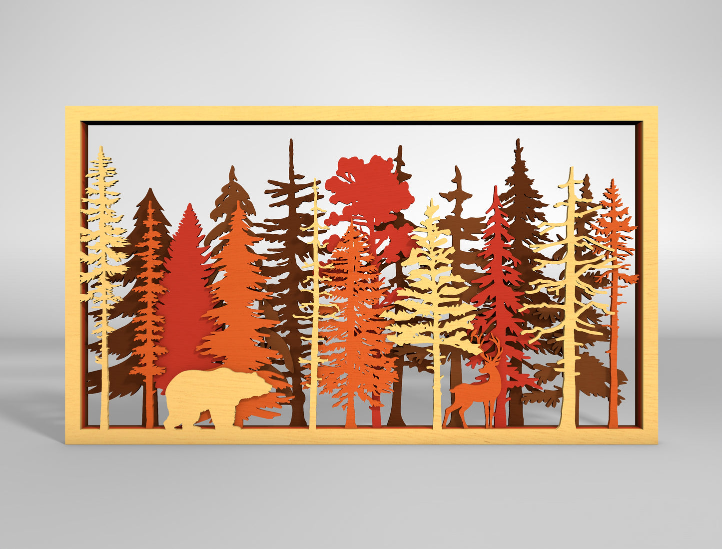 Autumn Forest Shadow Box SVG Multilayer for Glowforge and xTool Laser Cut File