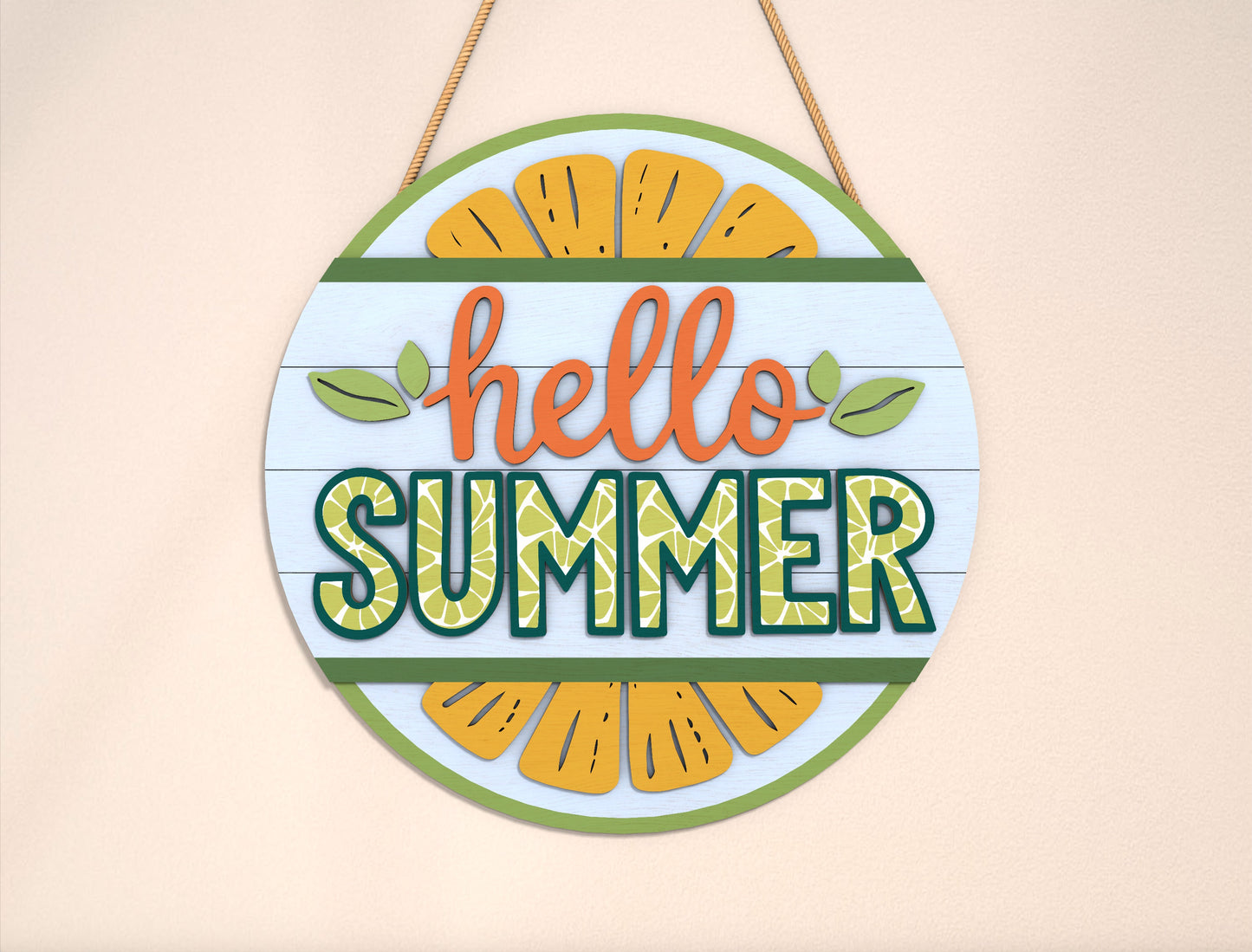 Hello Summer Citrus Slice SVG Door Sign for Glowforge