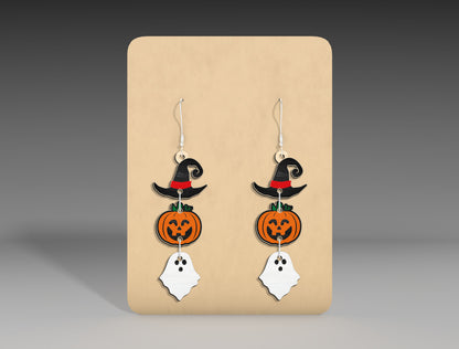 Halloween Witch Hat Pumpkin Earrings SVG Bundle 3 Designs for Glowforge LightBurn xTool