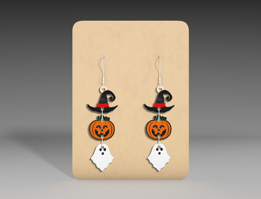 Halloween Witch Hat Pumpkin Earrings SVG Bundle 3 Designs for Glowforge LightBurn xTool