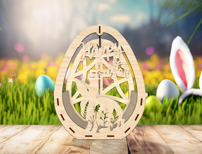 Easter Egg Bunny Farm Lantern SVG Spring Scene for Glowforge and xTool