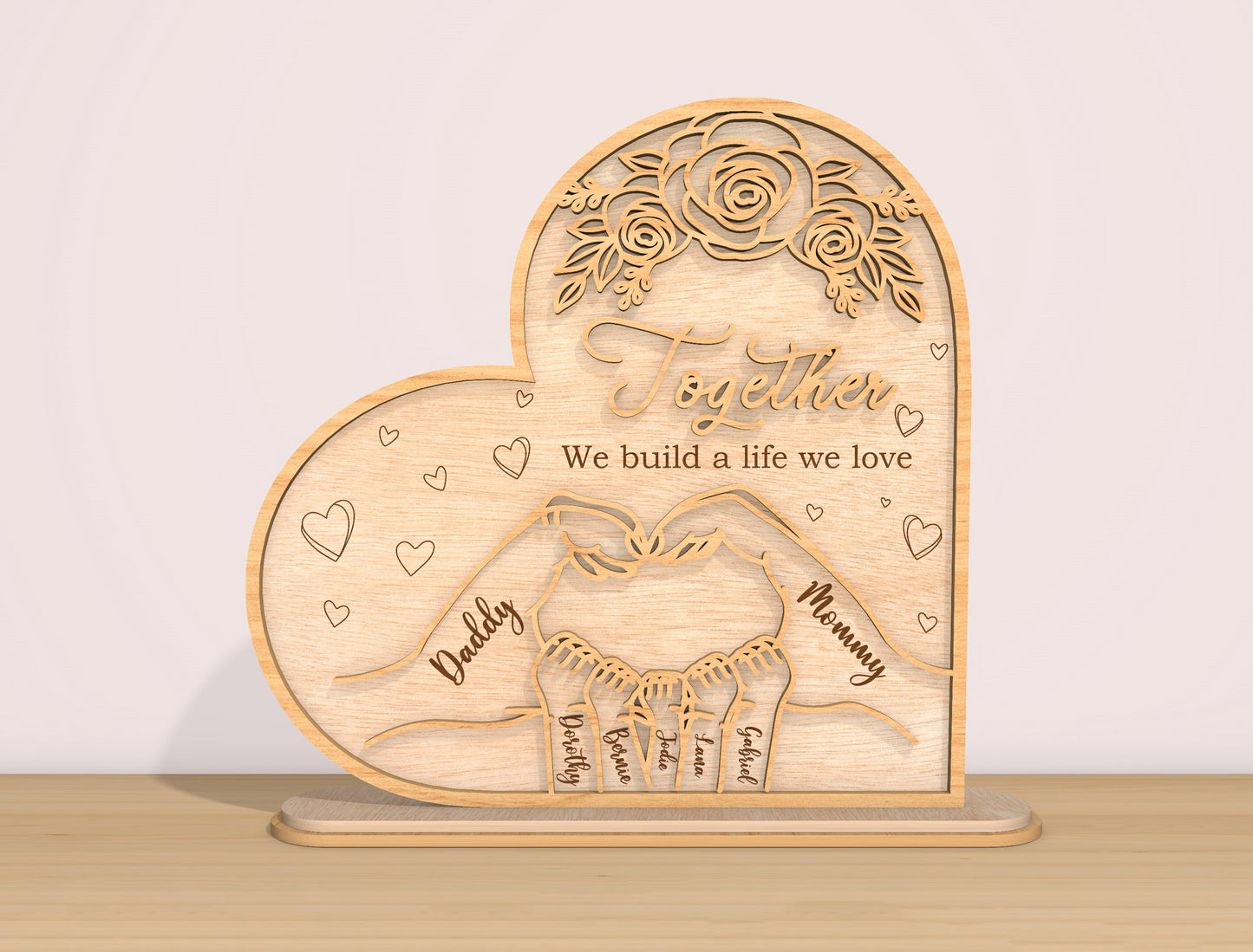 Family Hands Heart Sign SVG Bundle Together We Build for Glowforge