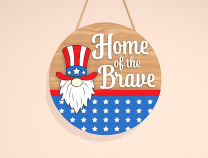 Home of the Brave Gnome SVG Laser Cut File for Glowforge